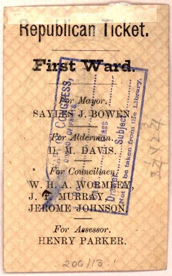Republican ticket of the First ward 