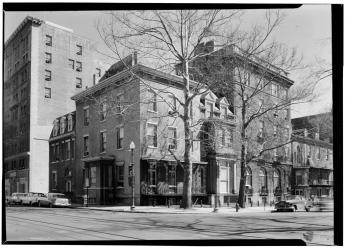 “Historic American Buildings Survey Victor Amato, Photographer March 1958 WEST (FRONT) ELEVATION FROM THE N.W. - Richard Cutts House, 1518 H Street, Northwest, Washington, District of Columbia, DC.” (Photo Source: Library of Congress) https://www.loc.gov/pictures/item/dc0283.photos.028176p/