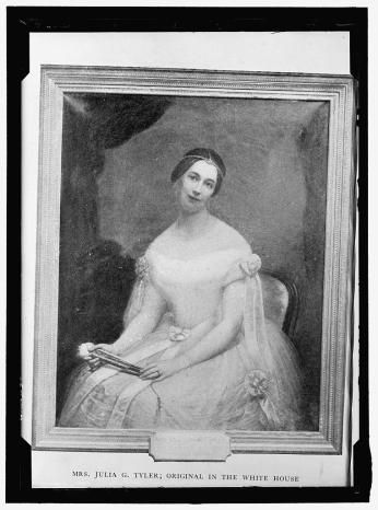 [Julia Gardiner Tyler, wife of Pres. John Tyler, three-quarter length portrait, seated, facing slightly right]