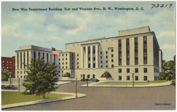 War Department Building, 21st and Virginia Ave., N. W., Washington, D. C. (Source: Boston Public Library, Tichnor Brothers Postcard Collection) War Department Building, 21st and Virginia Ave., N. W., Washington, D. C. (Source: Boston Public Library, Tichnor Brothers Postcard Collection)