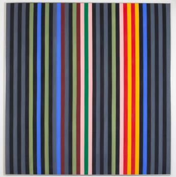 Gene Davis's 1964 painting, Black Rhythm.