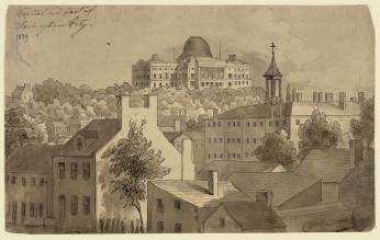 View of Washington in 1839, showing unfinished Capitol Dome. (Source: Library of Congress)