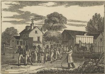 Washington Robey's tavern and slave jail, used by Joseph Neal and others pictured circa 1836. (Source: Wikipedia)