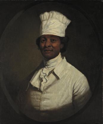 Portrait of a black man in white clothing and hat, long thought to be Hercules Posey. Source: George Washington's Mount Vernon