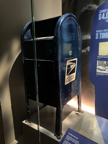 The mailbox once located at 37th and R St., NW, where Ames would signal his Soviet handlers is now at the International Spy Museum. (Credit: Ethan Ehrenhaft)