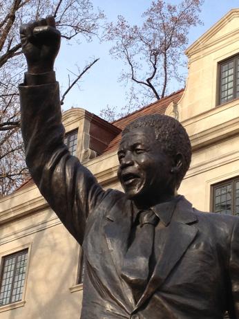 Nelson Mandela statue which stands outside South African Embassy in Washington, DC. (Credit: Flickr user futureatlas.com. Used via Creative Commons Attribution 2.0 Generic license.)