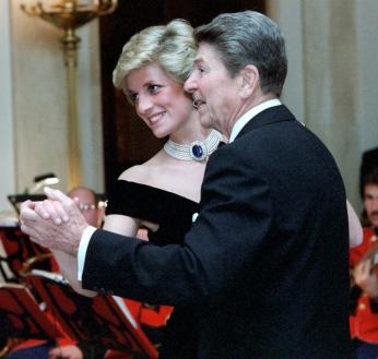Princess Diana and President Reagan dancing on November 9, 1985. (Source: Ronald Reagan Presidential Library via Wikipedia)