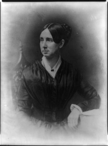 Black and white photo of Dorothea Lynde Dix seated in a black dress. Source: Alexander Street.