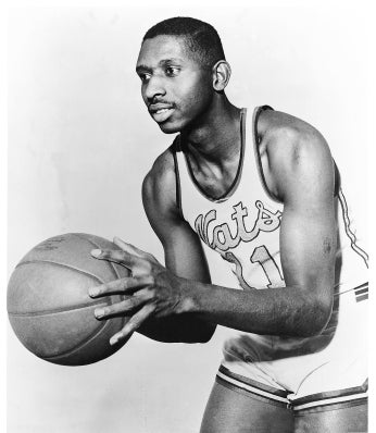 Earl Lloyd of the Syracuse Nationals poses for a portrait circa 1950 in Syracuse, New York.