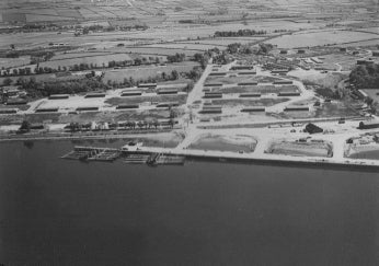 Aerial photo of port at Lishally, Ireland.