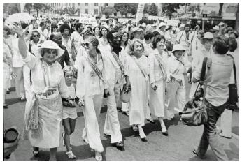 The vanguard of an Equal Rights Amendment demonstration marches down the national Mall toward the U.S. Capitol July 9, 1978.