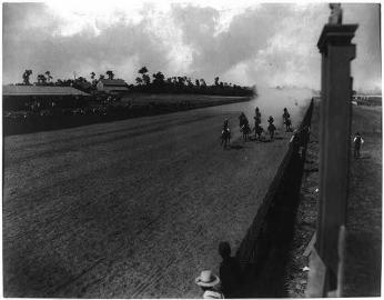 Horses racing on track Horse racing was a popular pasttime in Washington during the early 19th century. (Photo source: Library of Congress)