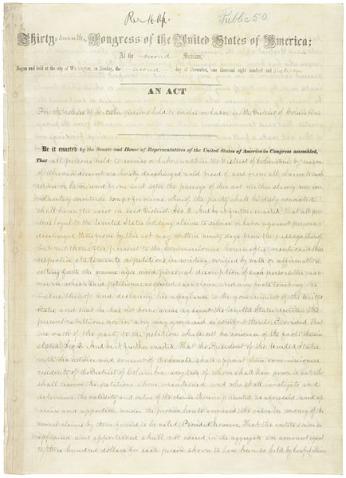 The April 1862 federal law that finally abolished slavery in DC. Source: National Archives (Note: click on image to see the full-size, zoomable document).