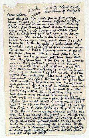 "Letter from Woody Guthrie to Alan Lomax, September 19, 1940 (Library of Congress). 