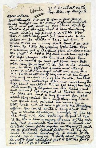 "Letter from Woody Guthrie to Alan Lomax, September 19, 1940 (Library of Congress). "Letter from Woody Guthrie to Alan Lomax, September 19, 1940 (Library of Congress).