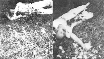 A photograph purporting to show FBI informant Lanfranco "Frank" Casali lying dead in a ditch. In fact, Casali was very much alive. (Photo entered as evidence in a criminal trial. Courtesy of Mike Smythers)