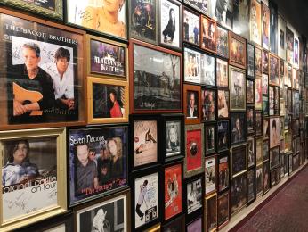 The Birchmere hallway Hall of album covers at the Birchmere