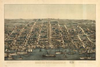 Bird's-eye view of Old Town Alexandria in a panoramic map by Charles Magnus, 1863. (Photo source: Library of Congress) Panoramic map of Old Town Alexandria in 1963 (Photo source: Library of Congress)9