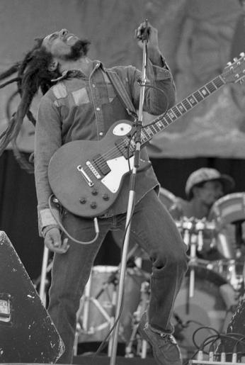 Bob Marley performs on stage in Ireland in 1980. No doubt the crowd was a lot more enthusiastic than the one at his 1973 U.S. Naval Academy gig. (Photo source: Flickr user monosnaps. Used under Creative Commons 2.0 license.)
