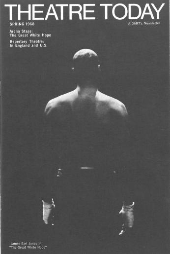Cover of Theatre Today magazine, Spring 1968. (Credit: Arena Stage Records, C0017, Special Collections Research Center, George Mason University Libraries.)