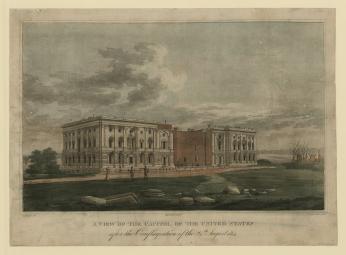 Ruins of US Capitol Illustration of remains of burned US Capitol building following British invastion