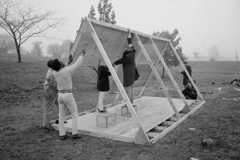 The construction of Resurrection City began shortly before protesters were set to arrive. (Photo source: Library of Congress)