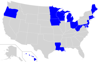 DC VRA Ratification Map US Map showing the 16 states that ratified the D.C. V.R.A.