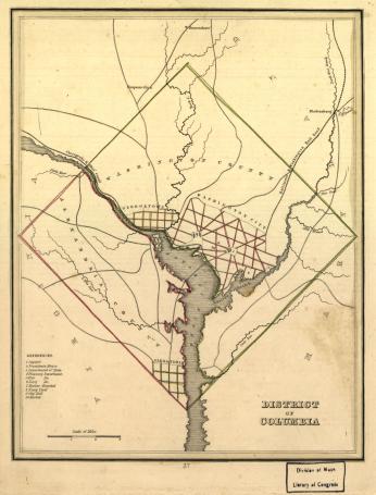 1835 map showing Alexandria as part of original District of Columbia. (Source: Library of Congress)