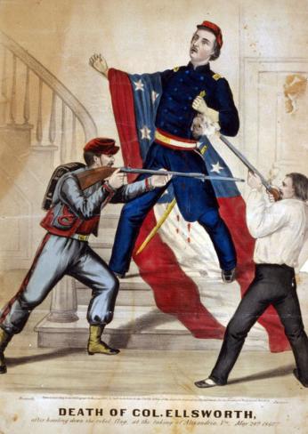 Death of Col. Ellsworth After hauling down the rebel flag, at the taking of Alexandria, Va., May 24th 1861