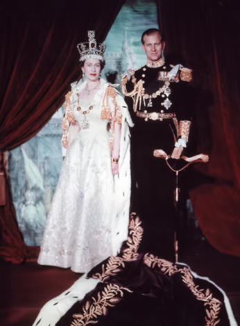 Queen Elizabeth II and Prince Philip at her coronation