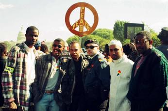 Group of six men at the Million Man March, 1995