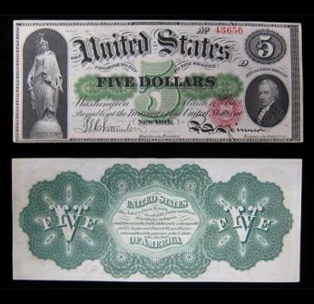 Early national currency known as "greenbacks," issued in 1862 (Source: U.S. Government) 