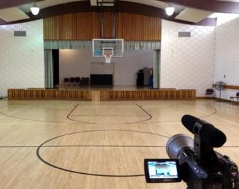 The "stage" at Wheaton Youth Center as it looks today. (Photo: Jeff Krulik)