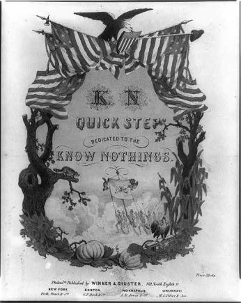 1850s sheet music dedicated to the Know Nothing party. (Source: Library of Congress)