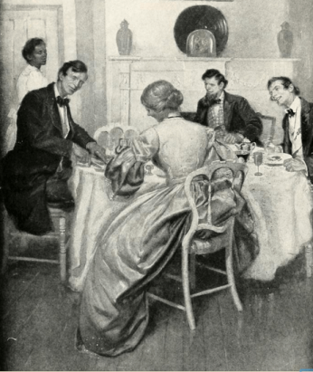 Abraham Lincoln participates in dinner conversation at Mrs. Sprigg’s boardinghouse. <a href=