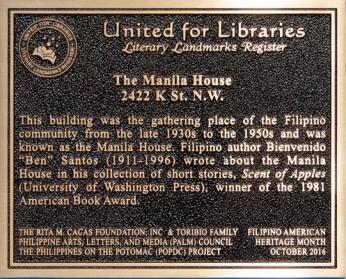 Manila House plaque Manila House plaque, Source: Rita M. Cacas Foundation