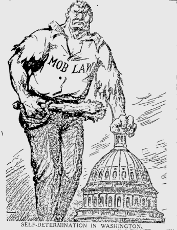 Cartoon from the front page of the Afro-American newspaper, July 25, 1919.