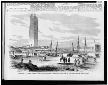 Washington Monument, Unfinished Illustration of Unfinished Washington Monument