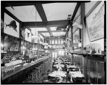 1980s photo of Old Ebbitt Grill interior from Historic American Buildings Survey. (Source: HABS DC-315, Library of Congress)