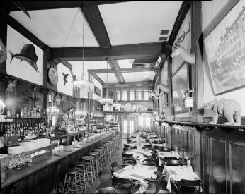 1980s photo of Old Ebbitt Grill interior from Historic American Buildings Survey. (Source: HABS DC-315, Library of Congress)