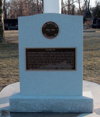 Memorial to P.O. Box 1142 located at Fort Hunt in Alexandria, VA