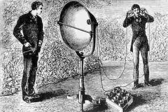 Illustration of the Photophone’s Receiver, Originally From: 1881 1880. http://www.bluehaze.com.au/modlight/ModLightBiblio.htm. https://commons.wikimedia.org/wiki/File:Photophony1.jpg.