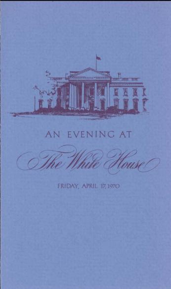 Cover of April 17, 1970 Evening at the White House program. Image Source: National Archives and Records Administration.