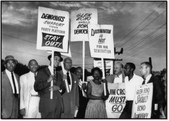 Picketers, including future Maryland State Senator Gwendolyn Greene Britt, stand outside Glen Echo Park in 1960. (Photo source: National Park Service)