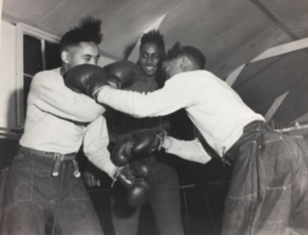 CCC enrollees boxing. (Source: National Archives at College Park)