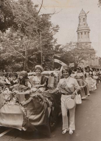 A group from Ecuador marches to Kalorama Park during 1971 Latino Festival. (Source: Reprinted with permission of the DC Public Library, Star Collection © Washington Post)