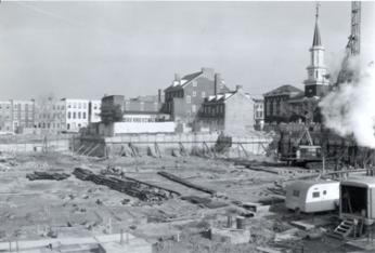 A razed part of King Street as part of urban renewal. 