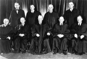 Portrait of the nine members of the Warren Court, who decided the Brown cases