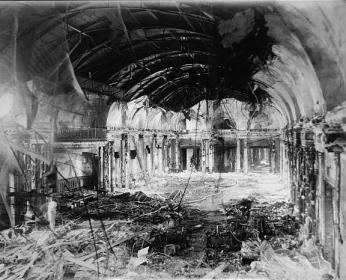 The recently renovated ballroom of the Willard Hotel was destroyed by fire on April 23, 1922. (Photo source: Library of Congress) The recently renovated ballroom of the Willard Hotel