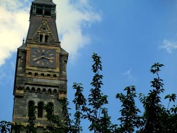 Healy Hall clock tower. (Photo credit: Ariel Veroske)